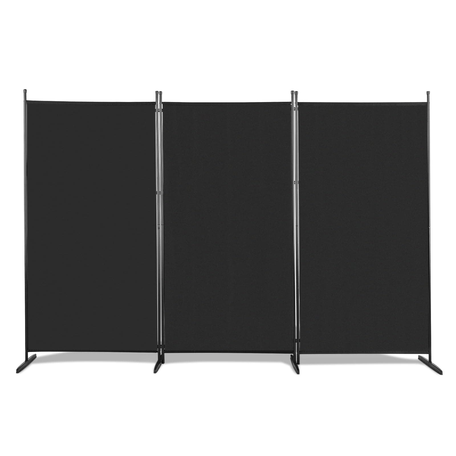 Raumteiler Klappbar Freistehend Trennwand Paravent Umkleide Sichtschutz Wand Raumtrenner 3-TLG. 260x180cm Polyestertuch (Schwarz)