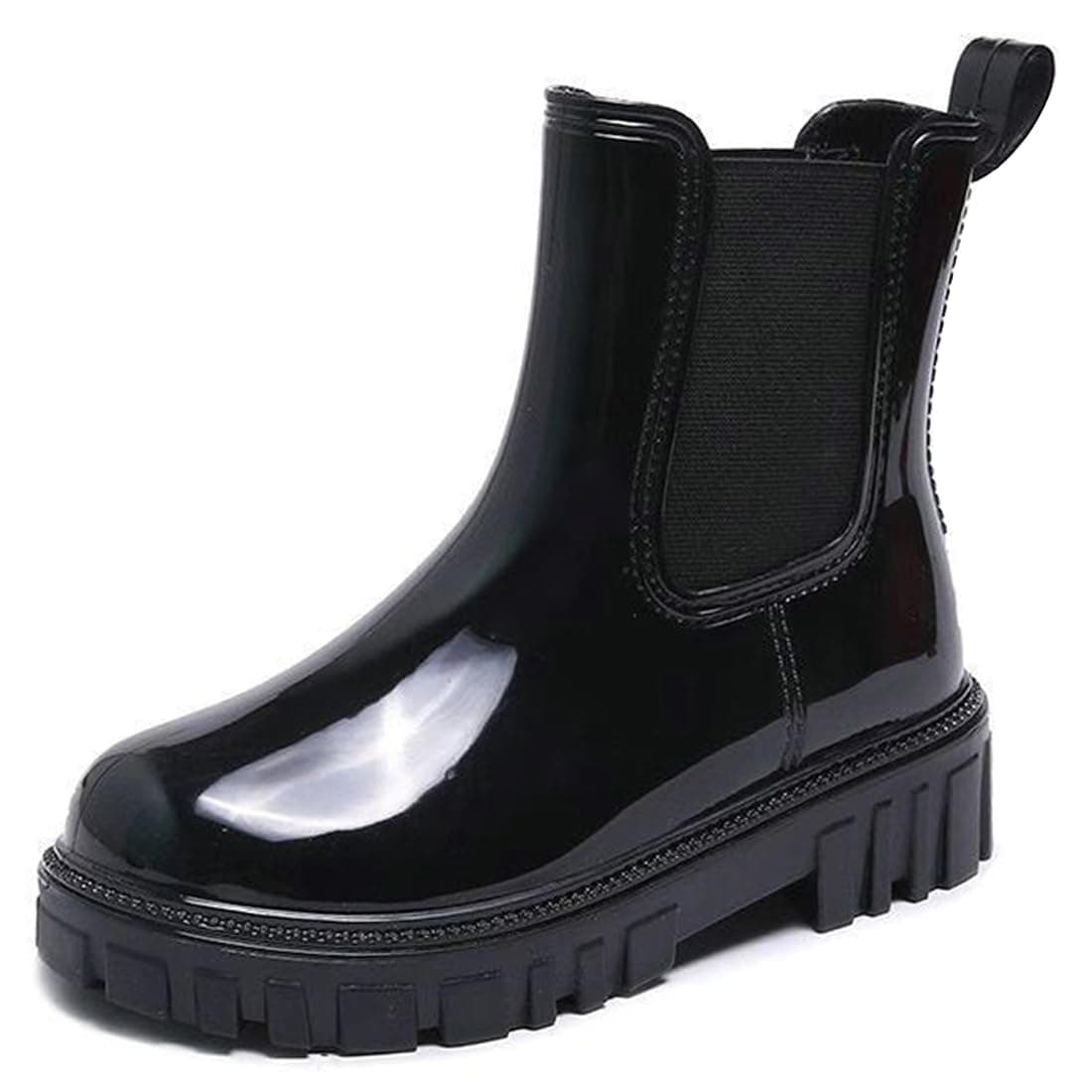 Harssidanzar Womens Ankle Rain Boots Waterproof Chelsea Boots,Anti-Rutsch-Regenstiefel und Gartenschuhe für Damen mit bequemen Einlegesohlen HL211EU Schwarz 39 EU
