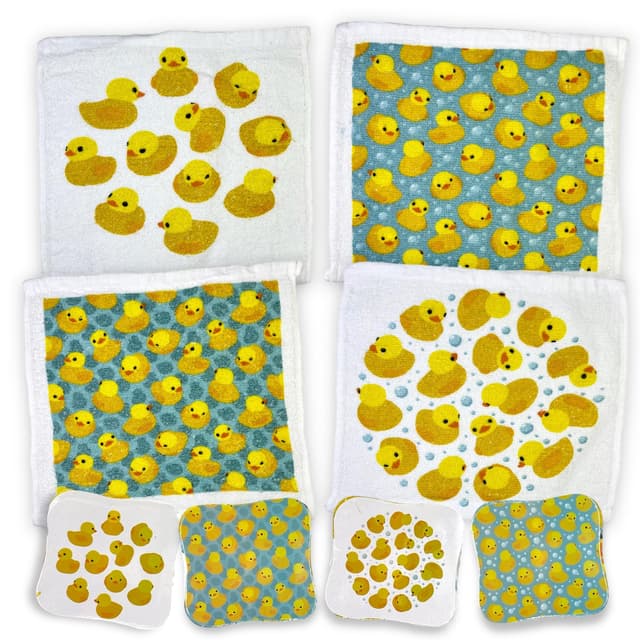 MIK funshopping Set Magischer-Waschlappen Zaubertuch Zauberhandtuch, Mitgebsel Kindergeschenk Tombola (4er Set Badeenten)