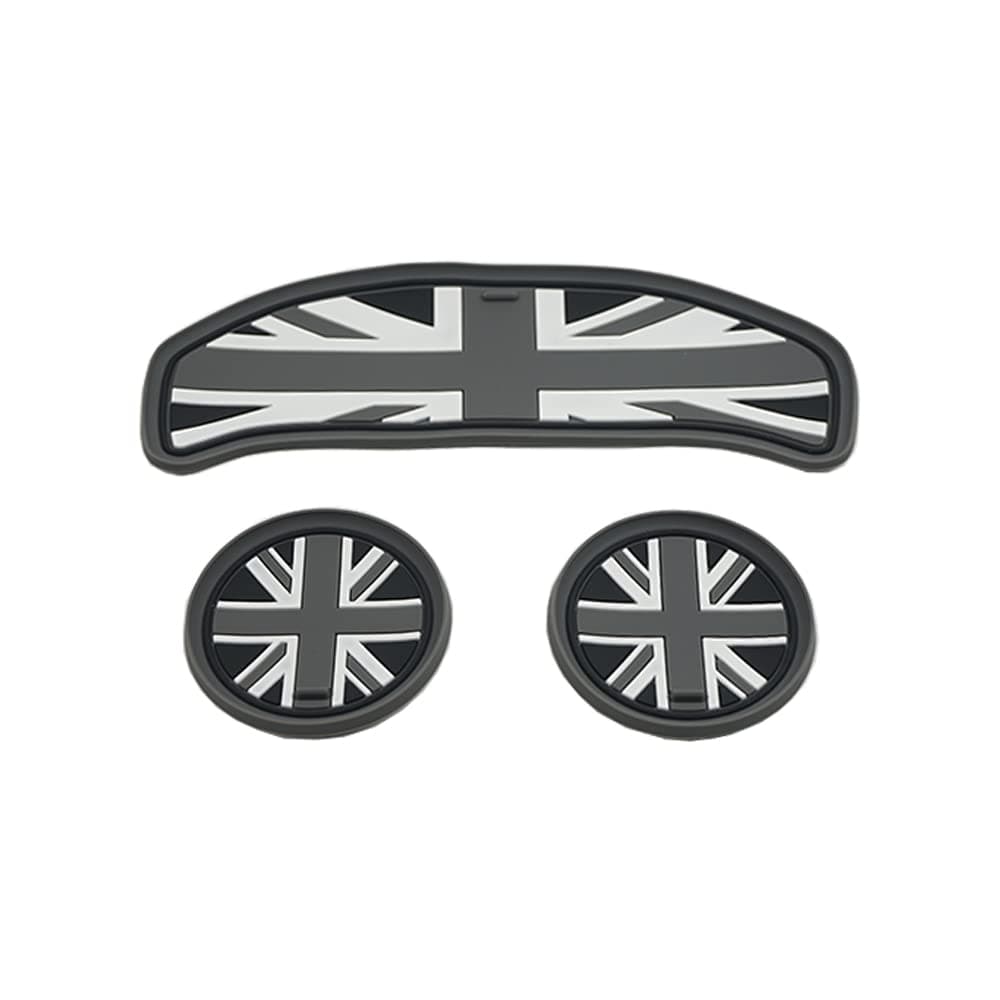 Mini F54 Auto Cup Untersetzer, Satz von 3 Anti-Rutsch Untersetzer Aufbewahrungsbox Silikon Stoßfeste Matte für Mini Cooper F54 Clubman Cup Halter Auto Zubehör (Gray Jack)