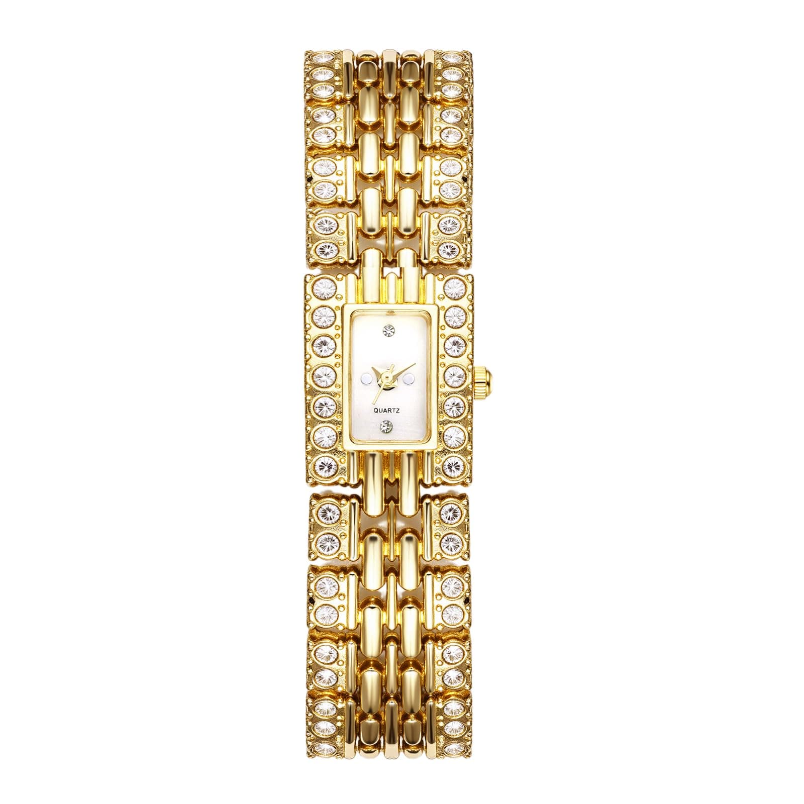 Avaner Uhren Damen Rechteckige Armbanduhr: Glänzende Zifferblätter Großes Zifferblatt Diamant Uhr mit Breites Armband Analoger Quarz Uhr Verstellbare Schnalle Damenuhr als Geschenk Typ2-gold