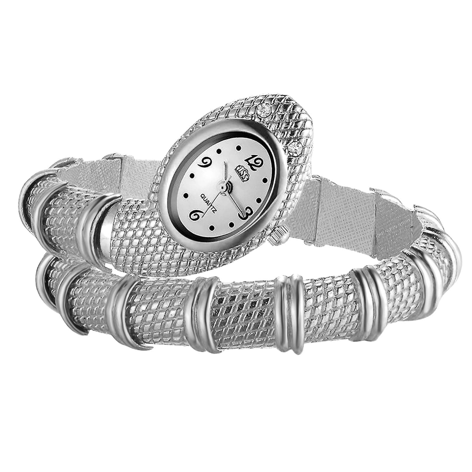 Avaner Uhren Damen Schlangen Armband: Damenuhr Mehrlagig Gewickeltes Dickes Schlangenarmband Analoges Quarzuhr für Frauen Silber