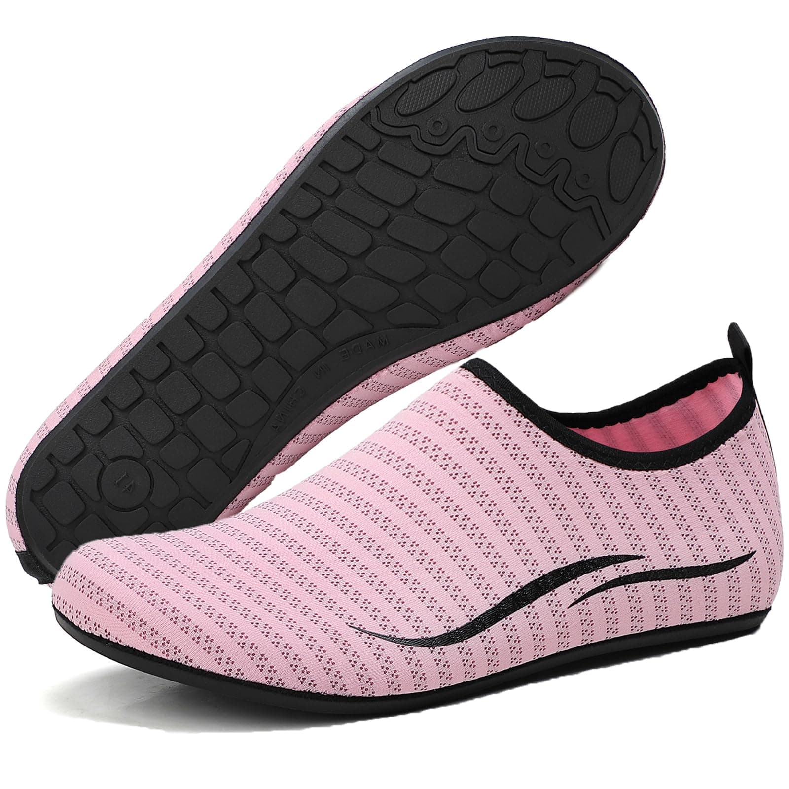 BARFULKER Unisex Badeschuhe Wasserschuhe Schnell Trocknend Schwimmschuhe Weich Leicht Strandschuhe Aquaschuhe mit rutschfest Sohle,Gr.34-47 38 EU A785 Rosa