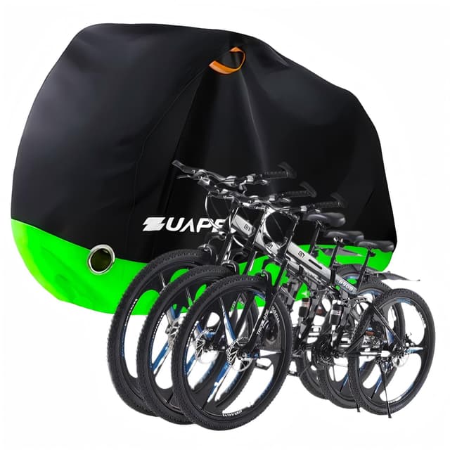 ZUAPEV Fahrradabdeckung für 2-3 Fahrräder Wasserdicht, Fahrradgarage Wetterfest Fahrrad Abdeckplane Polyester 210D Fahrradplane Regenschutz, Fahrrad Garage Outdoor Abdeckung Schutzhülle 208x112x110 cm Grün 208x112x110 cm