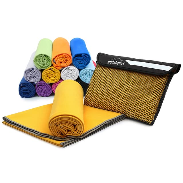 gipfelsport Mikrofaser Handtuch - Microfaser Handtücher Set, Strandtuch, Badetuch I groß, schnelltrocknend I für Sport, Beach, Reise, Outdoor, Camping I leicht, dünn, klein I 50x30cm I Gelb