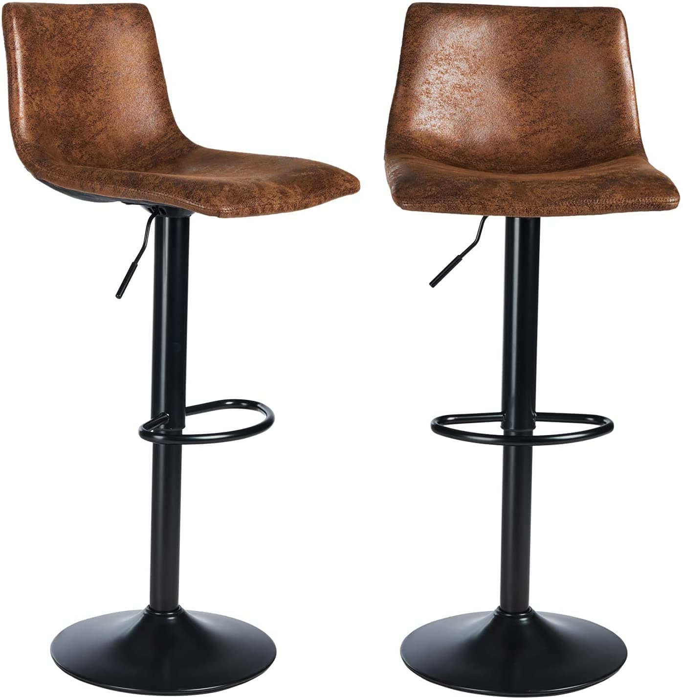 Barhocker 2er Set, Barhocker höhenverstellbar mit lehne drehbar Barstuhl Industrial Küchenhocker Retro Bistrohocker Tresenhocker verstellbar 360° Drehstuhl belastbar 180 kg (C)