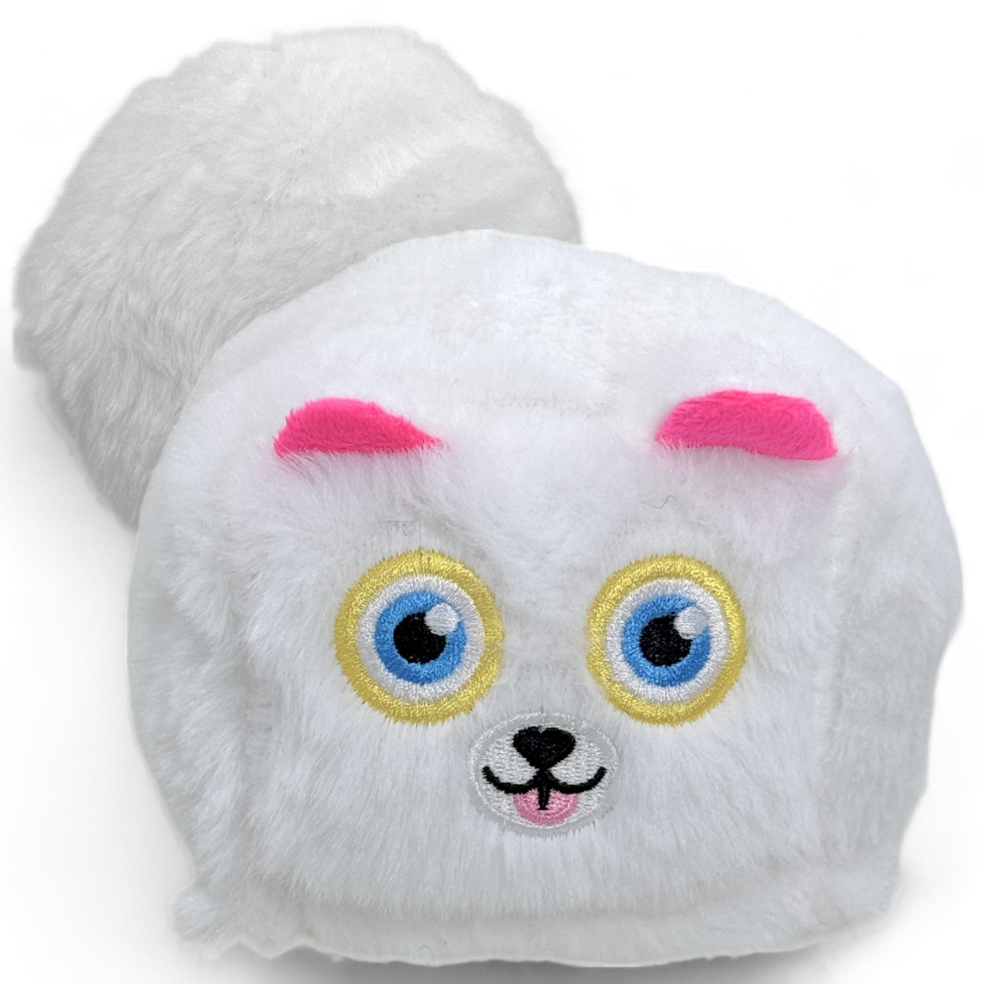 MIJOMA Plüschball Tiere - Vielseitige Mini-Plüschtiere, verwandelbar zu Bällen, Ø10cm, Superkuschelig, Für Outdoor & Indoor Spaß, 100% Polyester (Katze weiß)