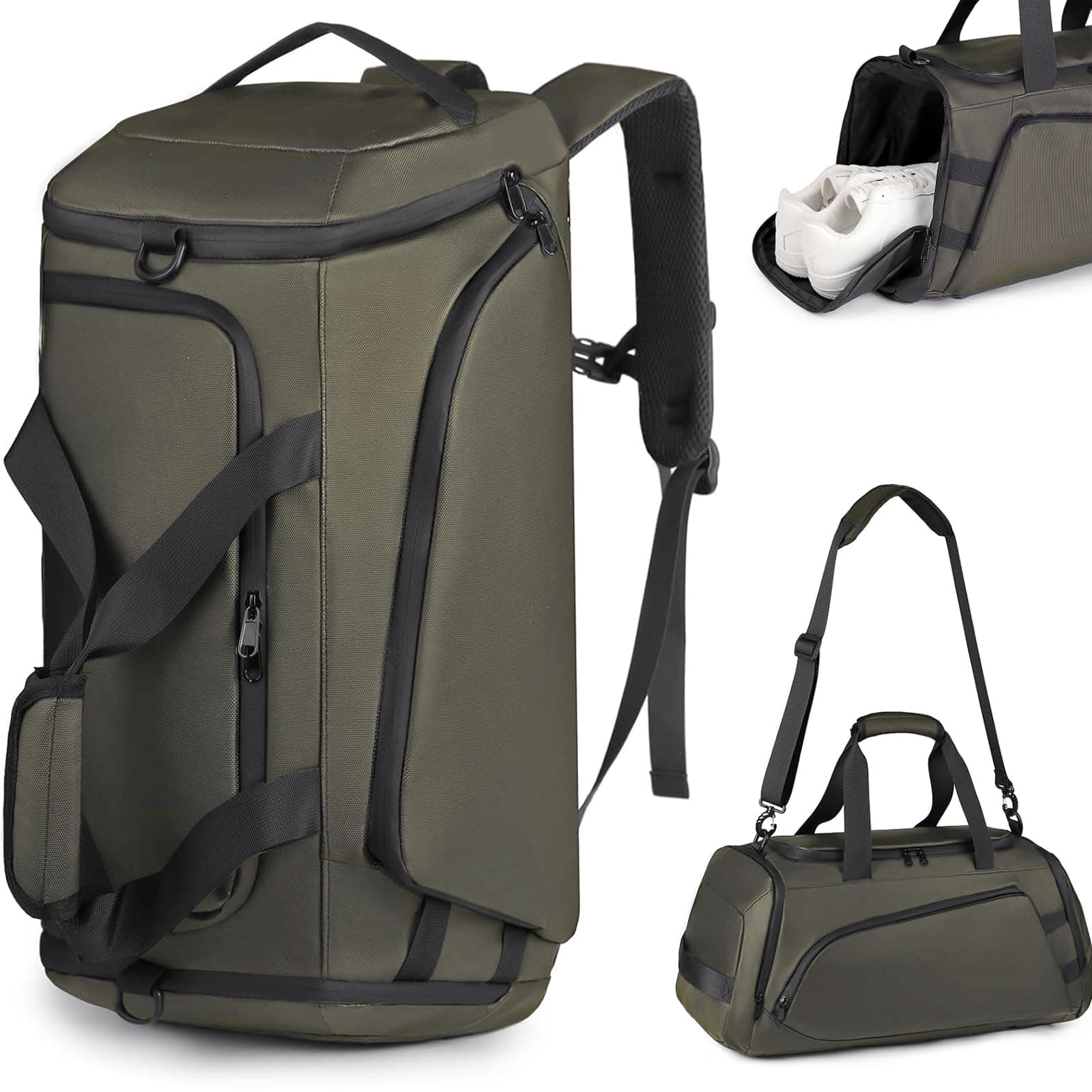 LXQMHB 40L Sporttasche Herren Sportrucksack-Rucksackfunktion Schwimmrucksack Damen Groß mit Schuhfach Nassfach, Trainingstasche Fußballtasche Gym Tasche Fitness Strandrucksack (Grün)