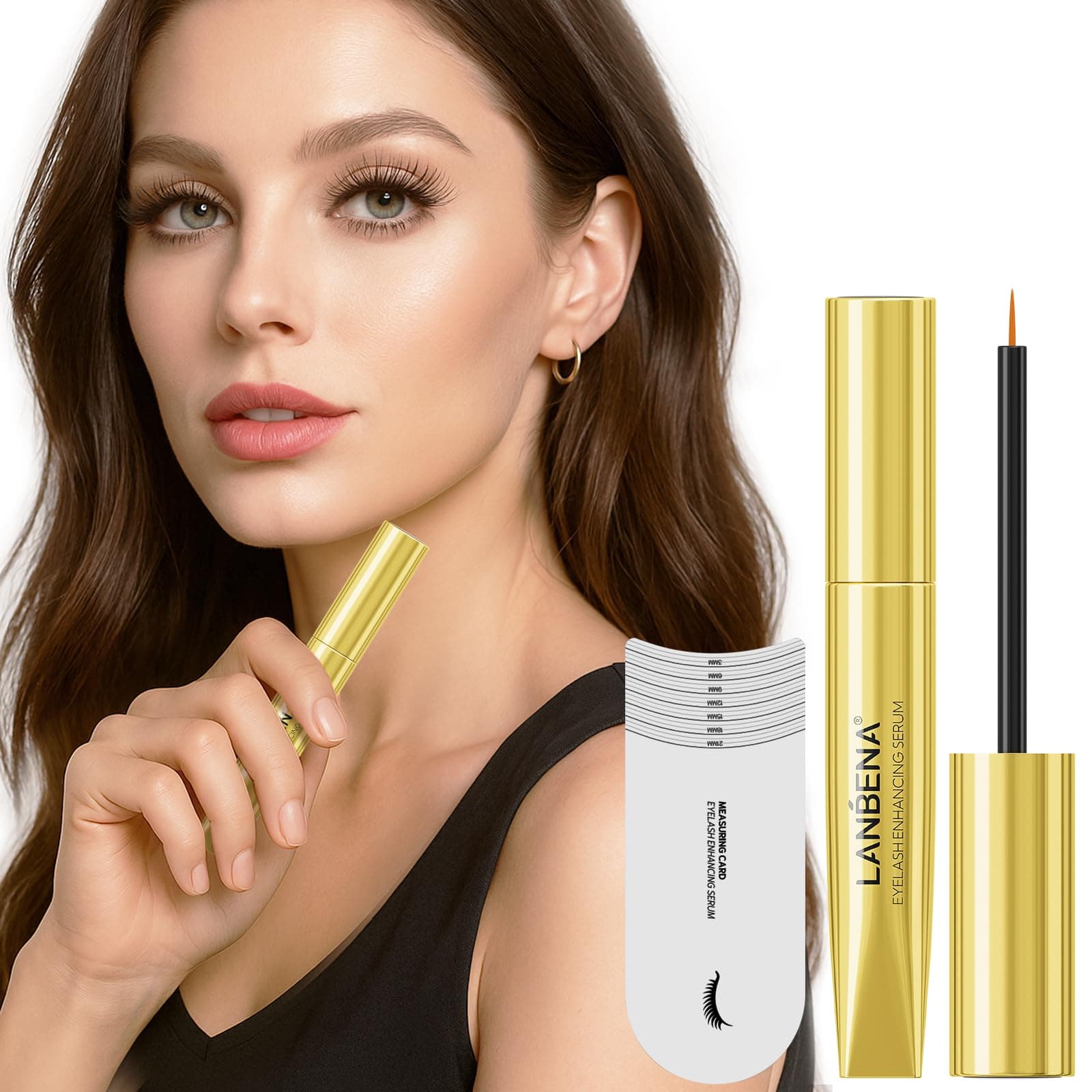 LANBENA Wimpernwachstumserum für längere und vollere Wimpern - 3ml / 0,10 fl oz. Dicker natürlicher längerer Lift Wimpern Enhancer Rapid Wimpernwachstum, Nährt beschädigte Wimpern Eyelash Serum-3ml