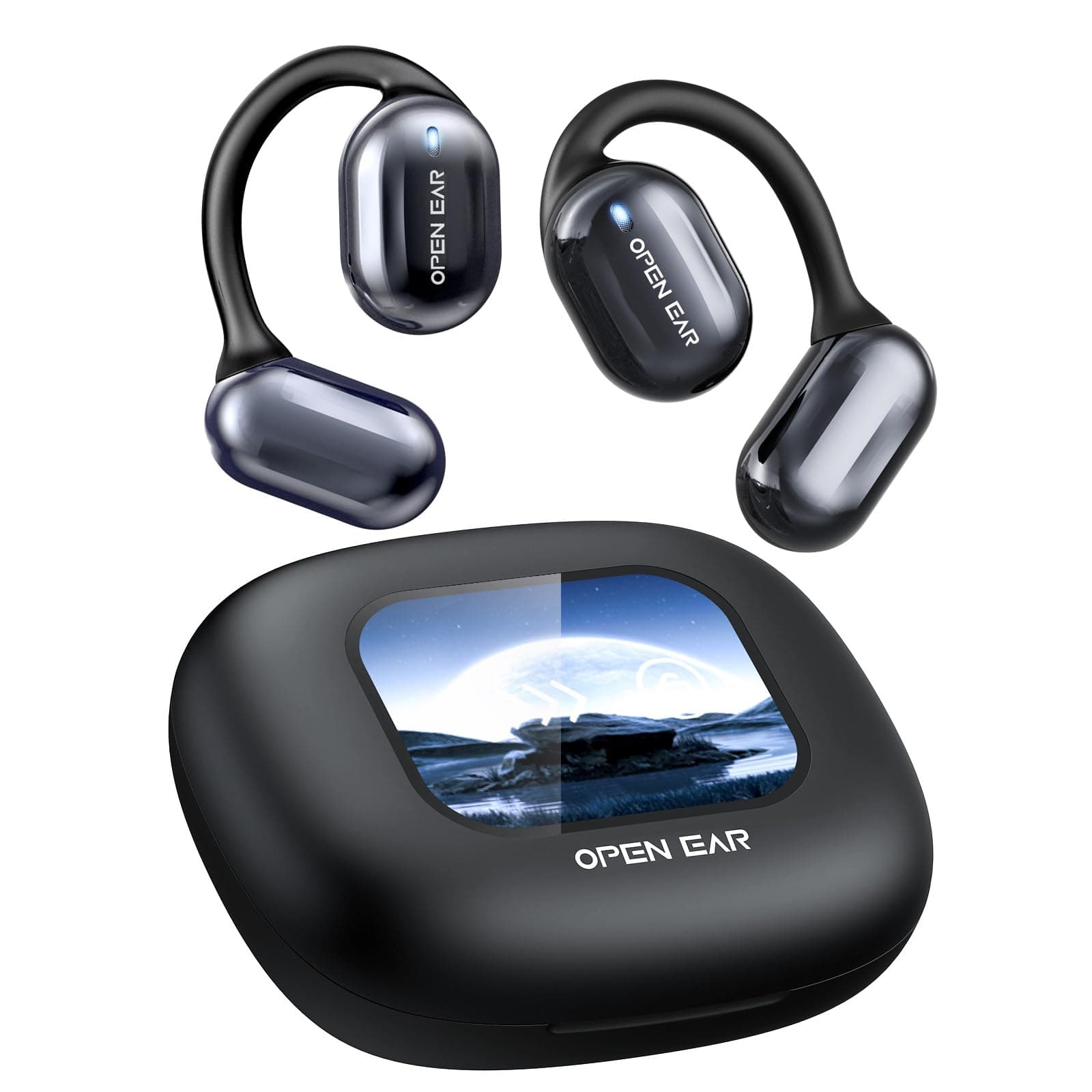 Ki Übersetzer Kopfhörer, XP2 Übersetzungskopfhörer mit echtzeit übersetzung, 135 Sprachen Kopfhörer Übersetzer Echtzeit, Touchscreen Open Ear kopfhörer für iOS und Android XP2 B5 black