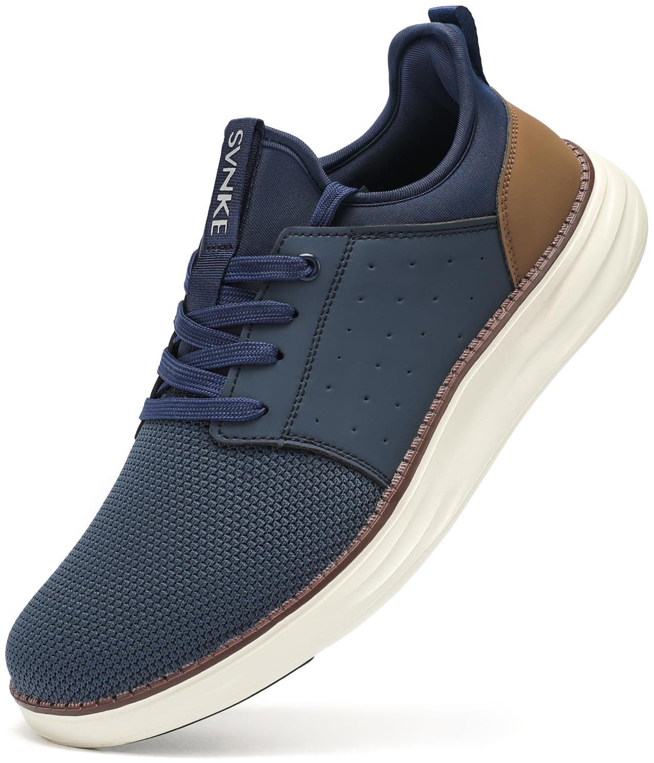 SVNKE Herren Slip On Sneaker Atmungsaktiv Schnürsenkel Walkingschuhe Fitness Turnschuhe Sportschuhe Hand-Free Freizeitschuhe Business Schuhe 45 EU Blau