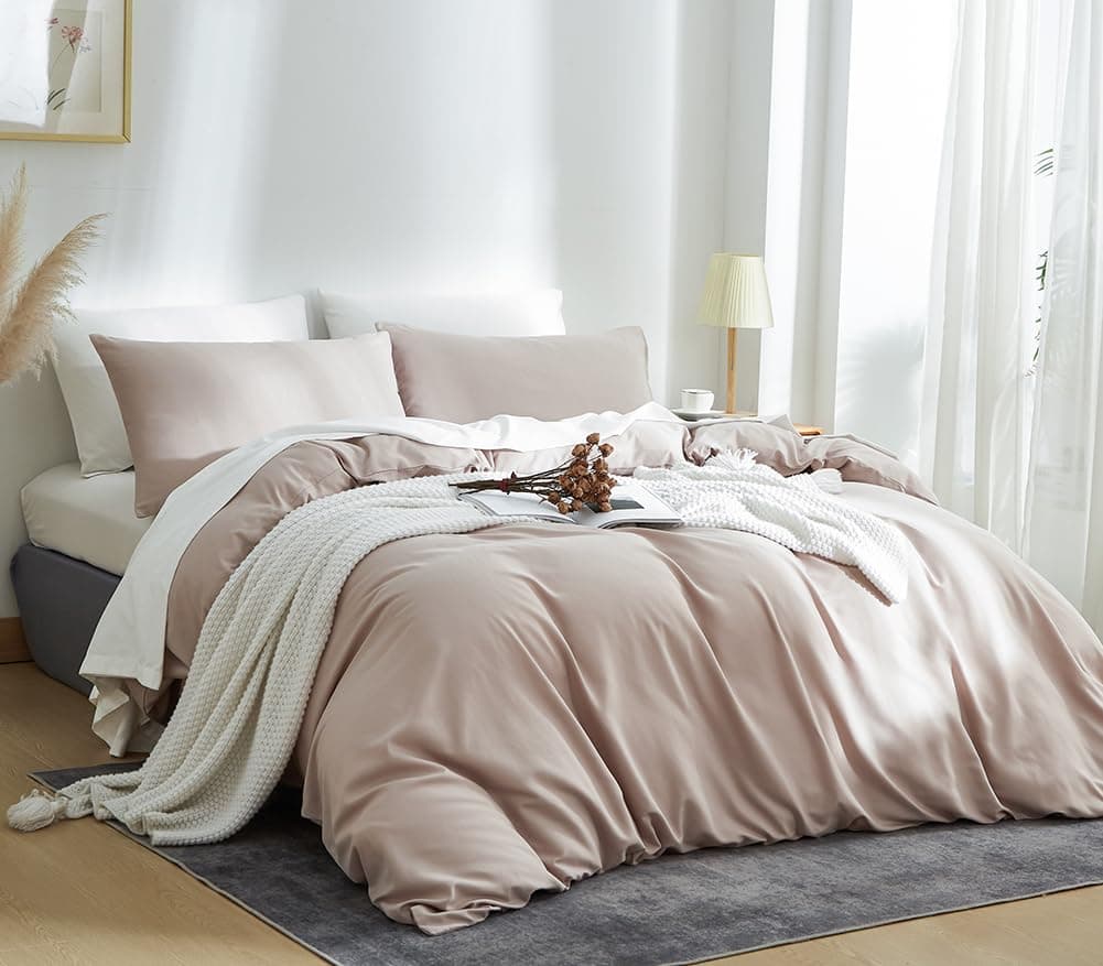 AShanlan Bettwäsche 135x200 Khaki 2 Teilig Microfaser Einfarbig Bettwäsche-Sets mit 1 Kissenbezüge 80x80 cm Taupe Bettwäsche mit Reißverschluss Weich und Bügelfrei Khaki 135x200cm+80x80cm