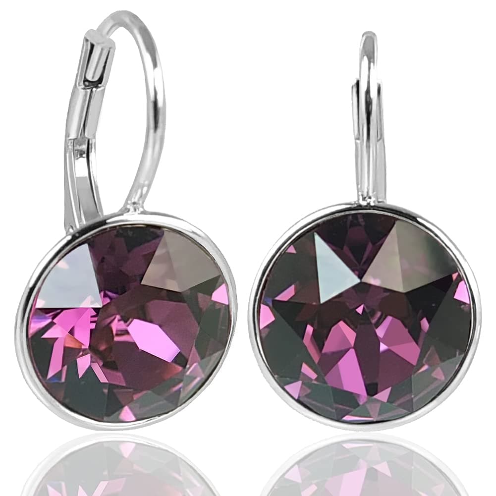 Nobel Silberohrringe Kristalle Damen-Ohrringe mit Klapperverschluß 925 Silber Amethyst