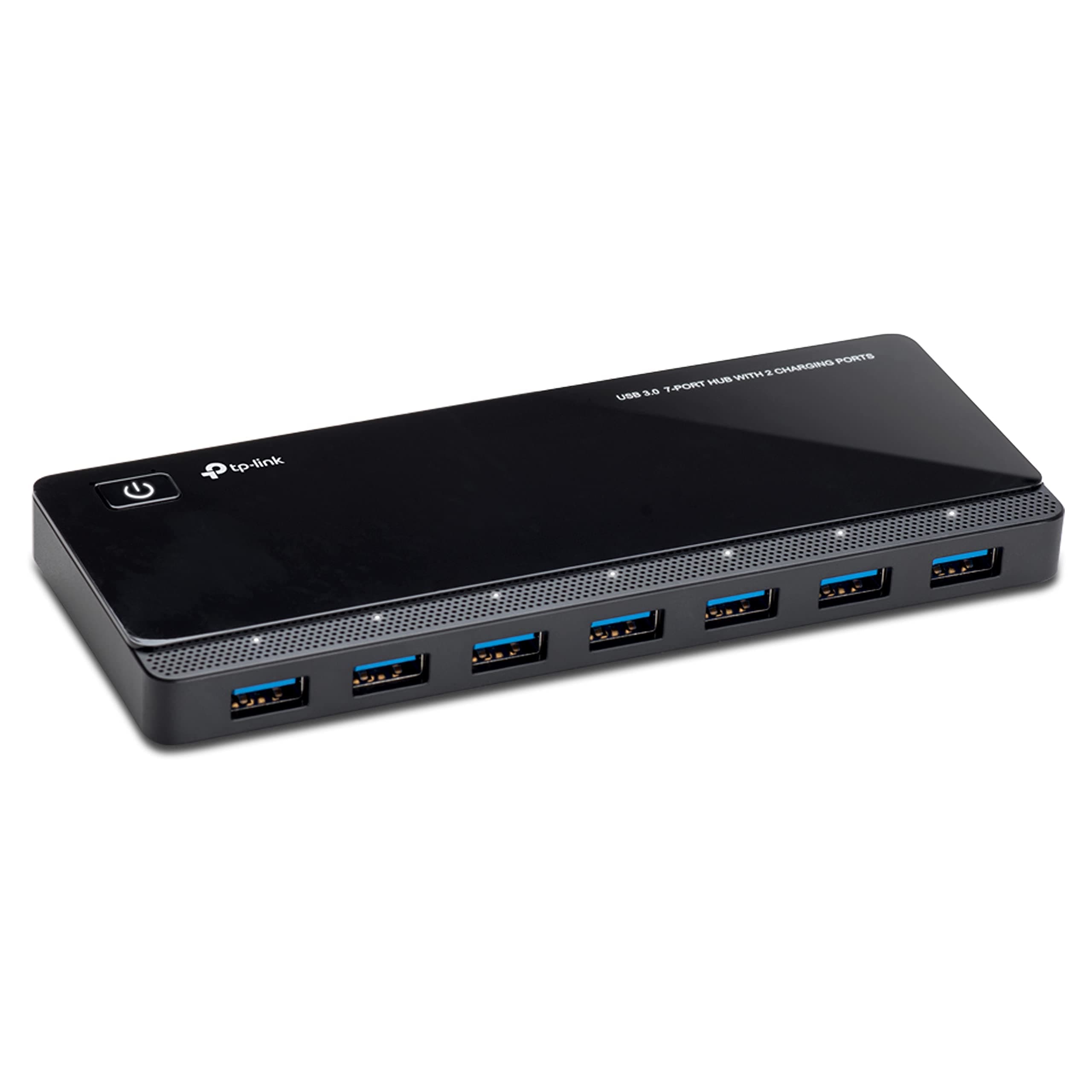 TP-Link UH720 7-Port USB 3.0 HUB + 2 Ladeports (2,4A) für Tablet und Smartphone, inklusive Netzadapter und USB 3.0 Kabel, bis zu 5 Gbit/s, Hot Swapping, unterstützt Windows, Mac OS, Linux, schwarz 7 x USB + 2 Ladeports
