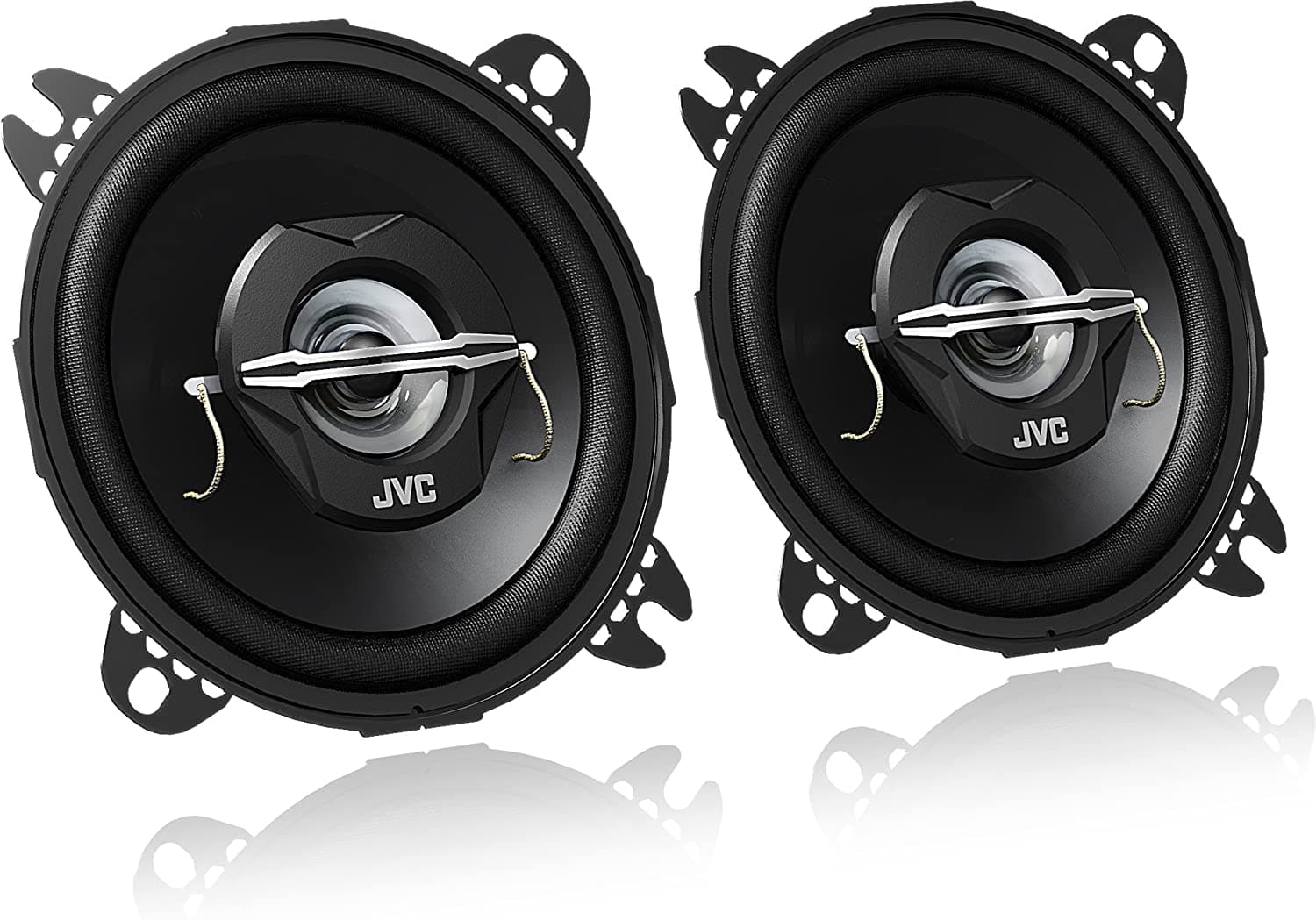 JVC CS-J420X 10 cm 2-Wege-Koaxial-Lautsprecher, 2 Stück, Schwarz 10 cm Single