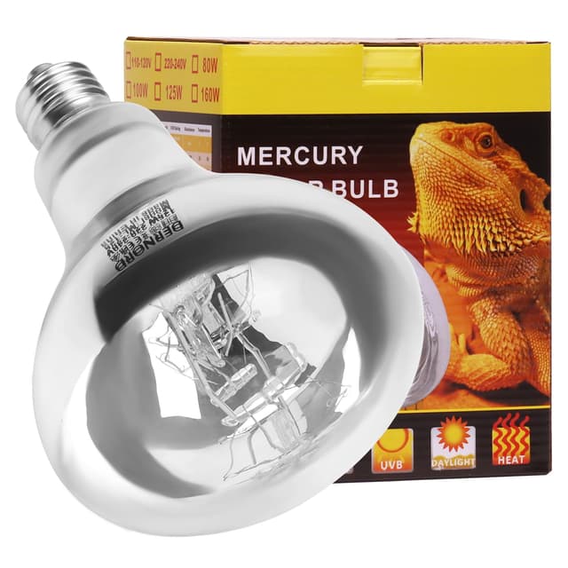 DERNORD UVA UVB Wärmelampe- UV Licht Lampe 80 Watt E27 für Schildkrötenhaus Gecko Bartagamen Terrarium Solar Strahler Vollspektrum Tageslichtlampe 80.0