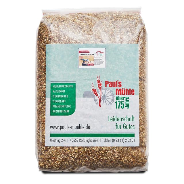 Paul´s Mühle Premium Ganzjahresfutter für Wildvögel mit extra hohem Fettanteil, Vogelfutter zur Ganzjahresfütterung, Senkrechtstarter, 25 kg 25 kg (1er Pack)