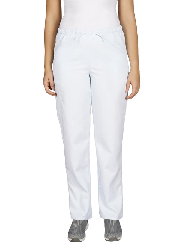 NYBO Pflege Hose Damen & Herren | Sanitätshose, Atmungsaktive Medizinische Berufsbekleidung mit Elastischem Bund & Taschen | Oeko-TEX | Arbeitshose, Krankenhaus, Klinik Schlupfhose M Weiß