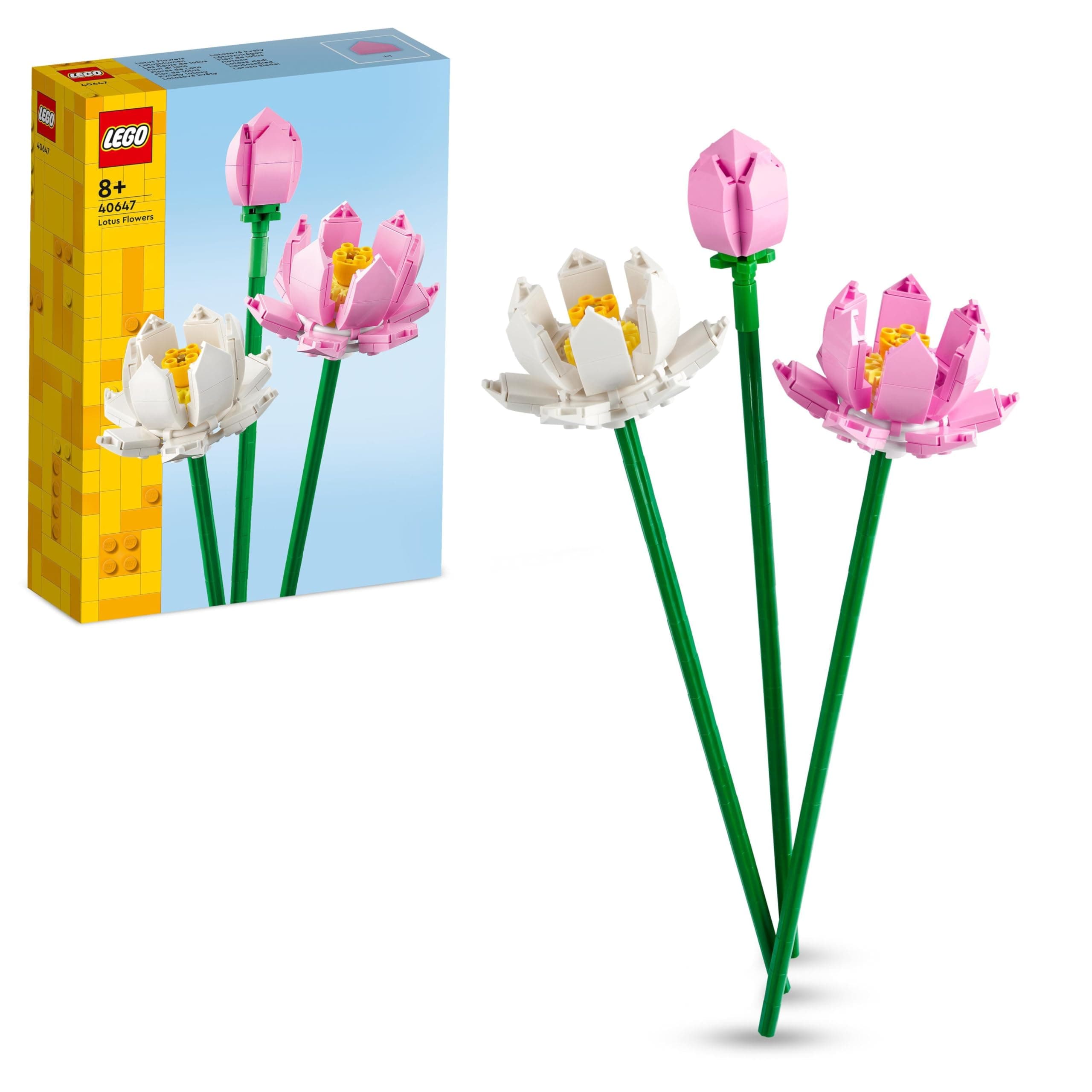 LEGO Botanicals Lotusblumen - Blumenstrauß mit 3 künstlichen Blumen - Schlafzimmer- oder Schreibtisch-Deko - Geschenk für Mädchen und Jungen - Botanik Kollektion 40647 Bausatz Angebot bei HelloDeals