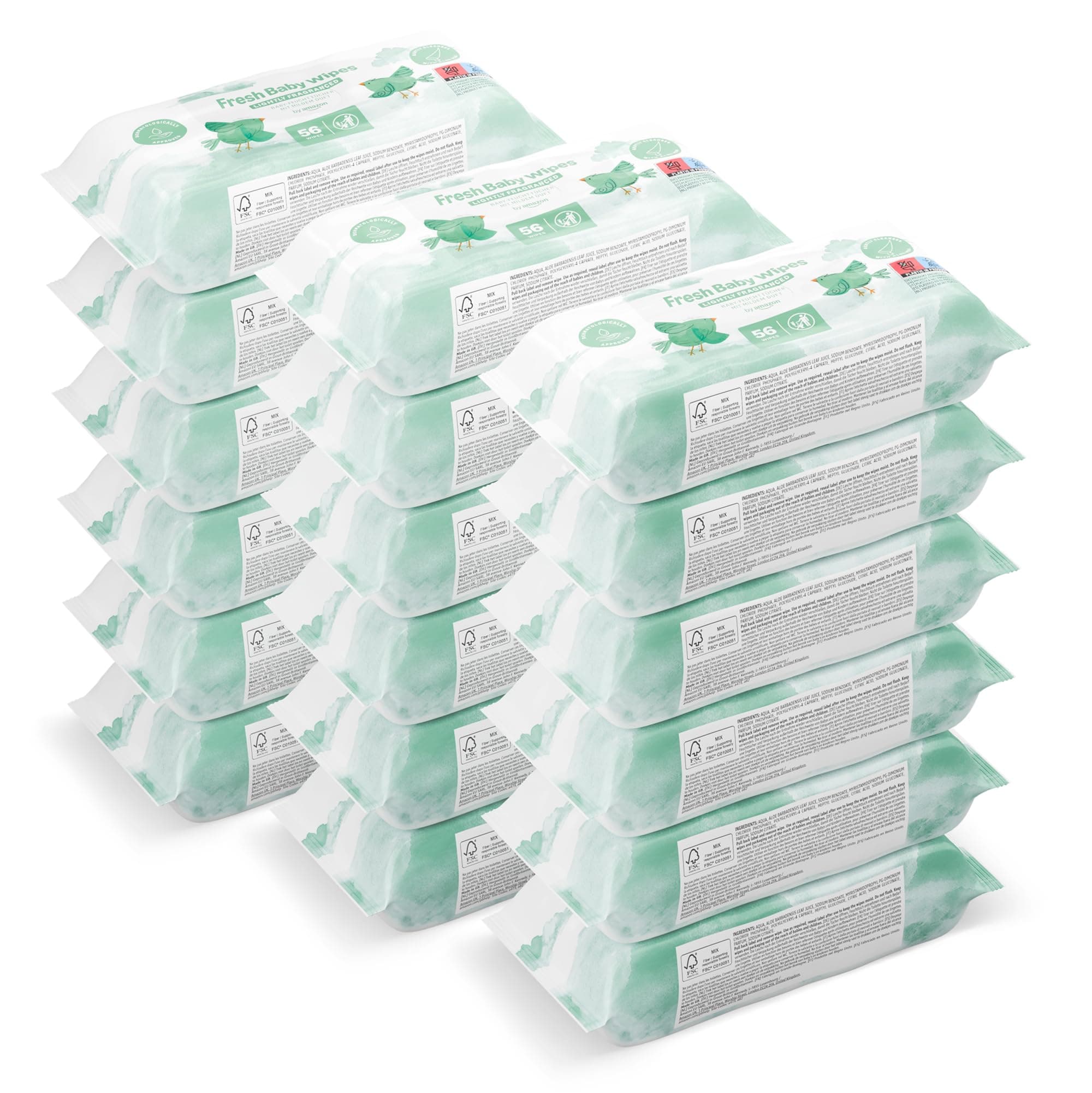 by Amazon Frische Baby-Feuchttücher 1008 Tücher, Unparfümiert, 18 Pack à 56 Stück (Früher Eine Marke Von Mama Bear, Identisches Produkt) Original 18er-Pack