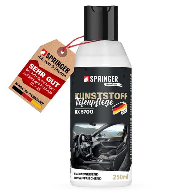 SPRINGER RX5700 - - Kunststoff-Tiefenpflege 250 ml - - Made in Germany - - Cockpit-Pflege Intensive Farbauffrischung - - Schutz vor Versprödung & Abnutzung - - Auto Kunststoffreiniger