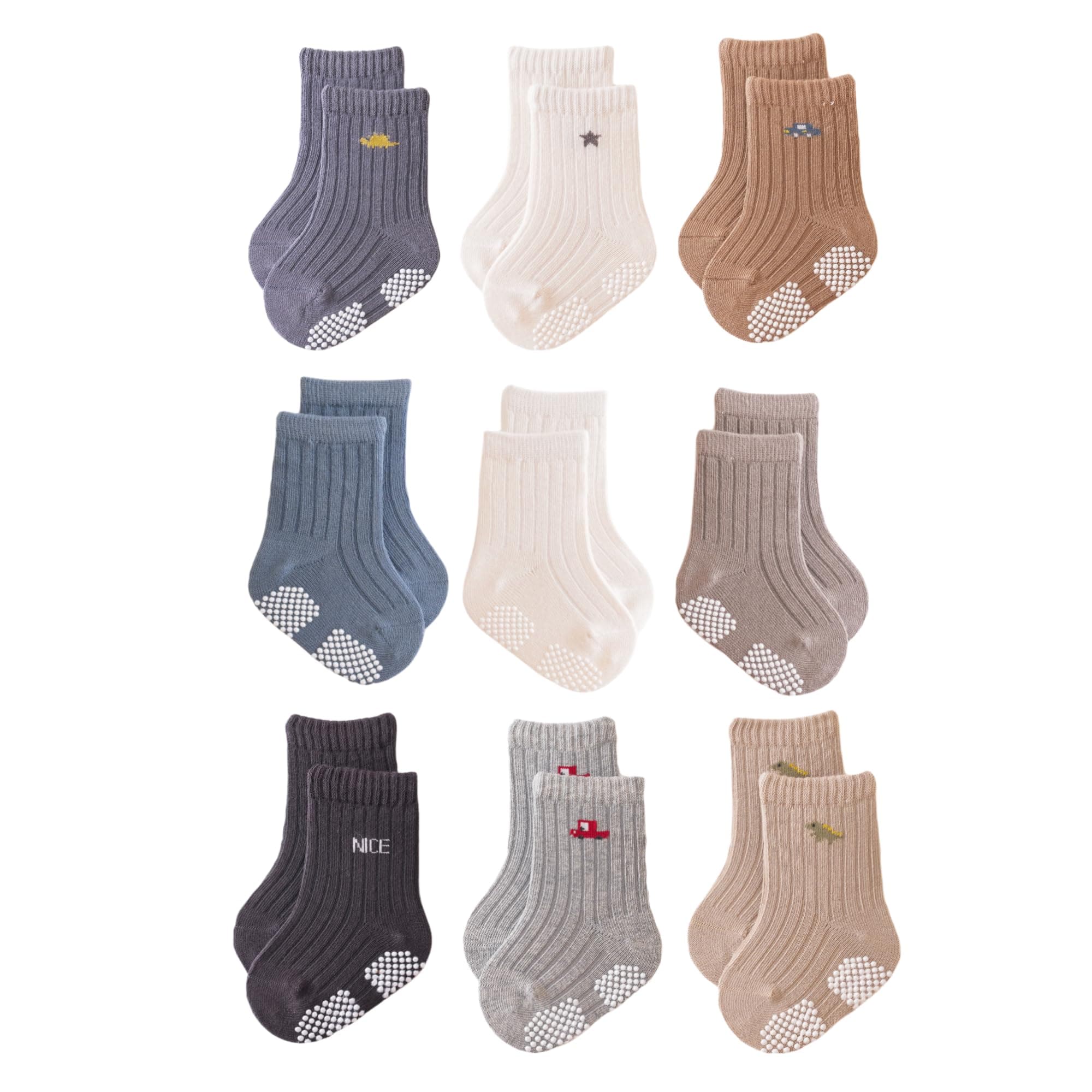 J Poqobog Rutschfeste Socken für Baby Mädchen Jungen 9 Paar Kinder Anti Rutsch abs Socken Sportsocken Stoppersocken Angebot bei HelloDeals