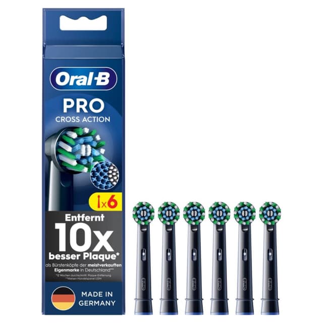 Oral-B Pro CrossAction – ORIGINAL Aufsteckbürsten für Elektrische Zahnbürste – Überlegene Zahnreinigung, Ersatzbürsten mit Innovativen X-Borsten, Zahnbürstenaufsatz – Schwarz, 6 Stück 6 stück (1er Pack) Neu Single