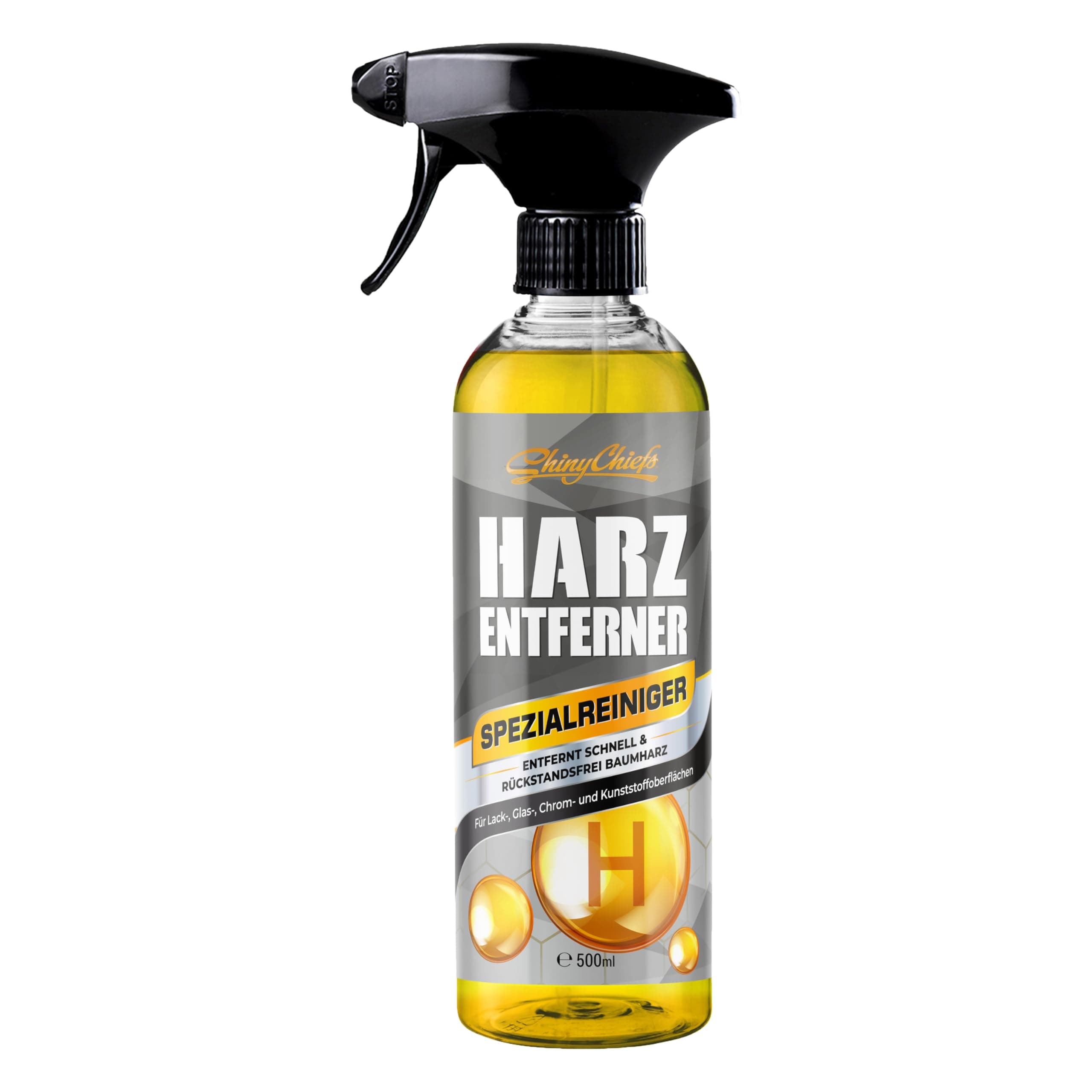 ShinyChiefs HARZENTFERNER Auto - Schnell wirkender Harzentferner für Autp - Entfernt effektiv Baumharz, Vogelkot, Teer und Wachse von Allen Oberflächen - Starkes Harz-Entferner-Auto-Spray, 500ml 1x 500ml