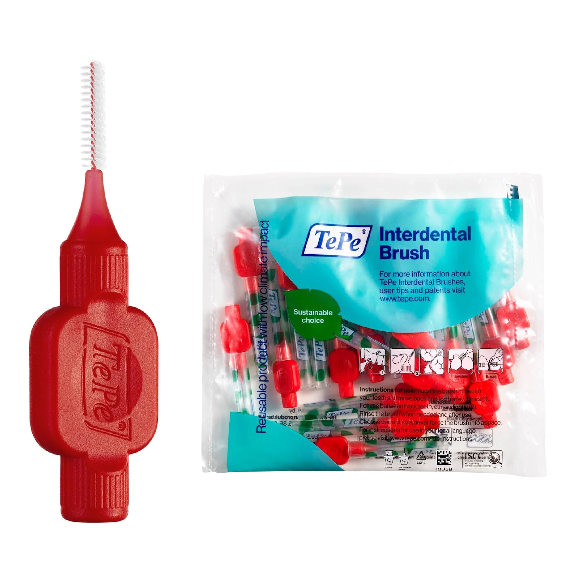 TePe Interdentalbürste, Original, Rot, 0,5 mm/ISO 2, 20 Stk., Plaque-Entfernung, effiziente Reinigung der Zahnzwischenräume, für kleine Lücken 20 stück (1er Pack) Red