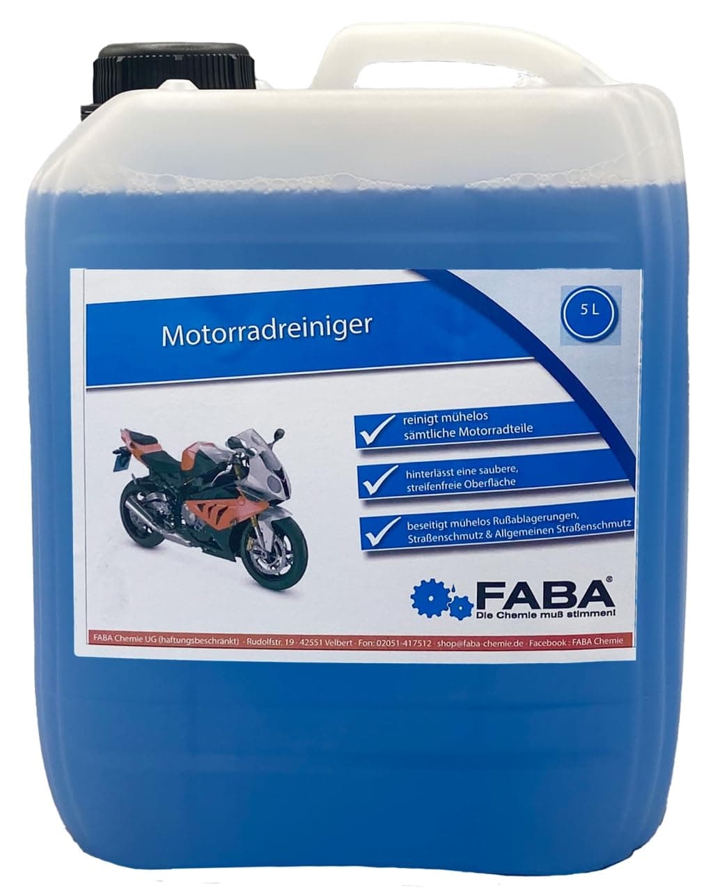 FABA Motorradreiniger 5 L Motorrad-Reiniger Bike Cleaner inkl. Auslaufhilfe