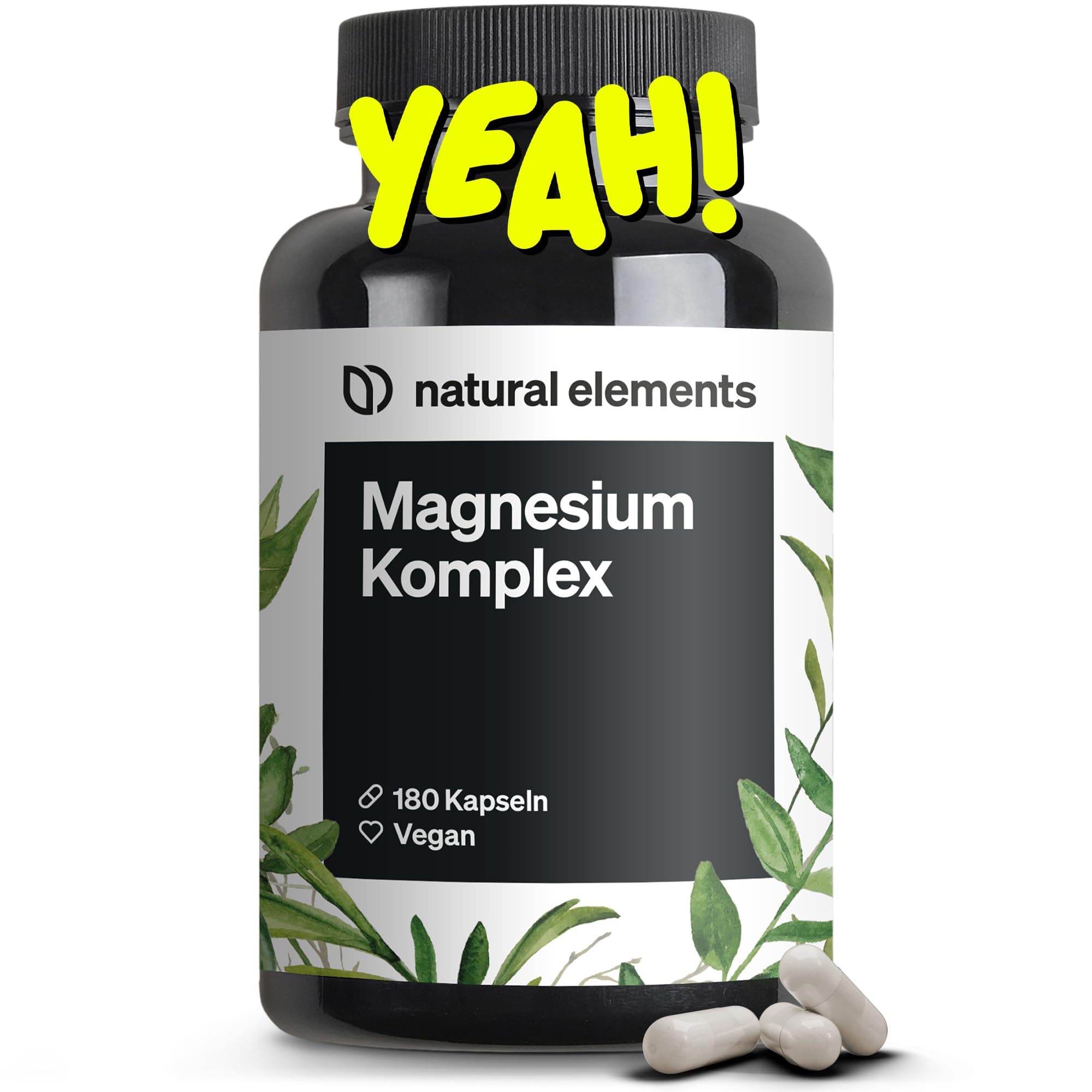 natural elements Magnesium Komplex - Premium: Aus 5 hochwertigen Verbindungen - 400mg elementares Magnesium pro Tagesdosis - Laborgeprüft, vegan, hochdosiert