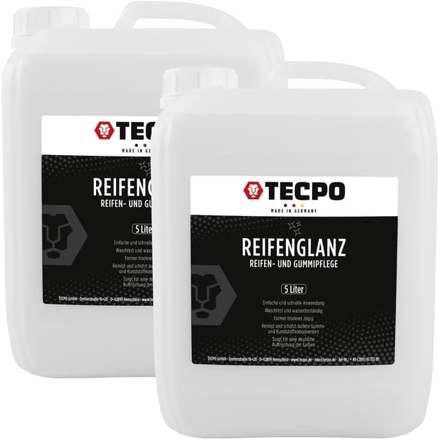 TECPO 2X Reifenglanz und Gummipflege, 5 Liter Reifen Pflege Tiefenglanz Reifen Glanz