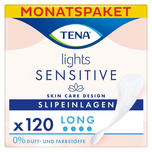 TENA Lights Long Liner, 120 Inkontinenzeinlagen (20 x 6 Packungen) für Frauen mit empfindlicher Haut, atmungsaktives und geruchsneutrales Innenfutter für leichte Blasenschwäche und Inkontinenz Long Liners