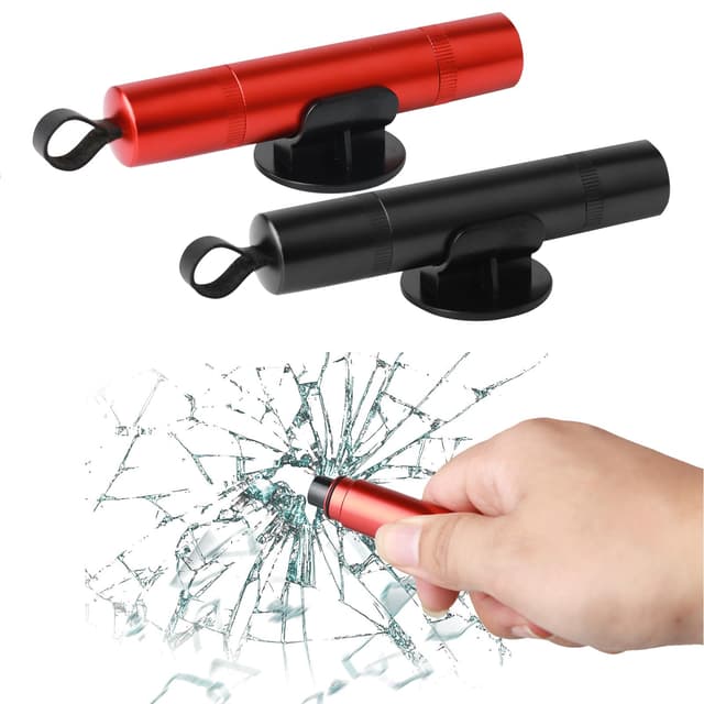 YFPOPONE Gurtschneider Notfallhammer, 2 Stück Sicherheitshammer Mit Gurtschneider, Notfallhammer Auto Für Notfälle, Auto Gurtschneider Schwarz/Rot, Erste Hilfe Set Auto Für Flucht Aus Fahrzeugen