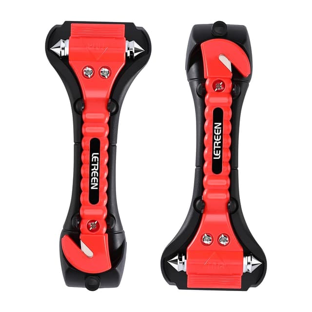 LETREEN 2 Stück Gurtschneider Notfallhammer fürs Auto, Sicherheits Hammer Nothammer mit Auto fensterbrecher und Sicherheits gurtschneider, Sicherheitshammer mit Gurtmesser fürs Bus, PKW