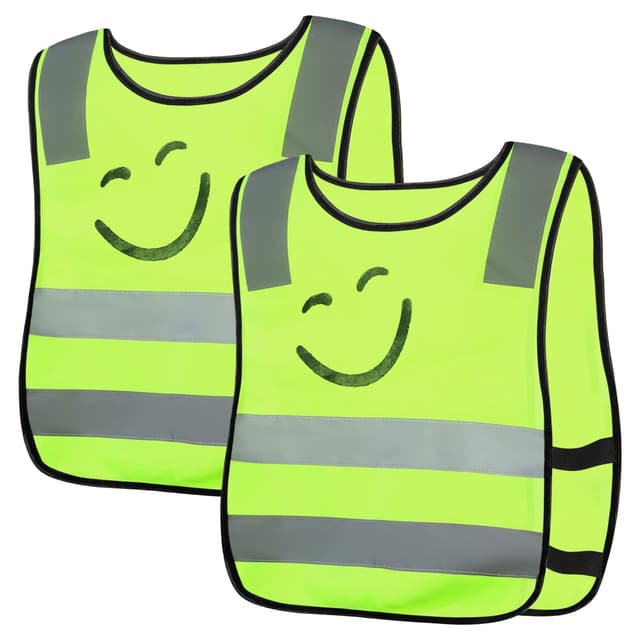 XxinXrong 2 Stück Warnweste Kinder, Reflektorweste, Sicherheitsweste, Reflektierende Warnweste Stark Sichtbar Sichtbarkeit für für Sport, Laufen, Fahrrad, Schule, Auto, Jungs, Mädchen