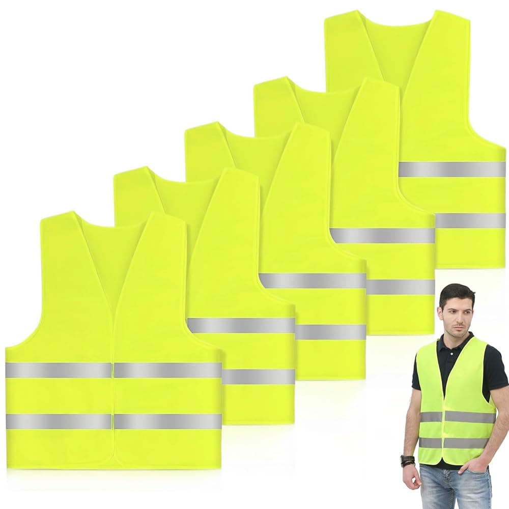 miaomiao Warnwesten Auto 5er, Warnweste Auto, Warnwesten alle Größen, Reflektierende Warnweste Erwachsene Sicherheitswesten