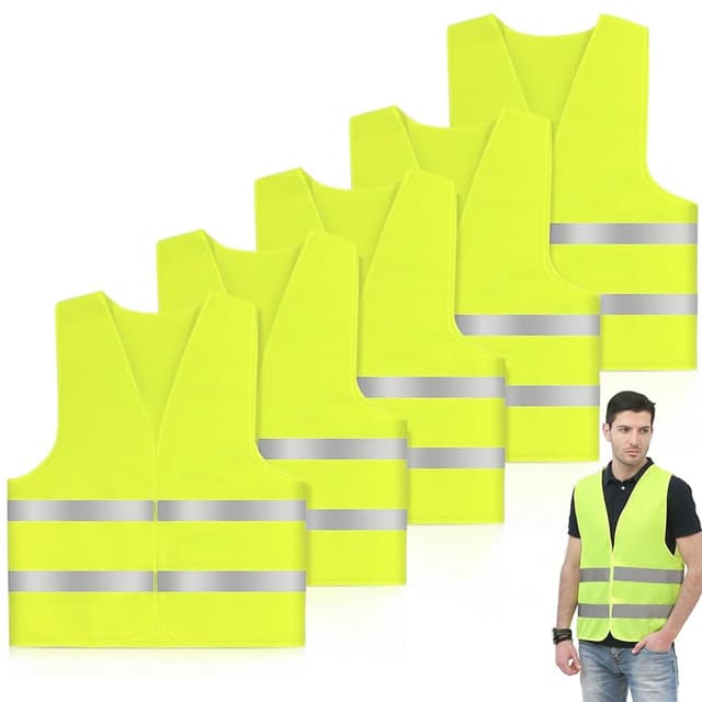 miaomiao Warnwesten Auto 5er, Warnweste Auto, Warnwesten alle Größen, Reflektierende Warnweste Erwachsene Sicherheitswesten