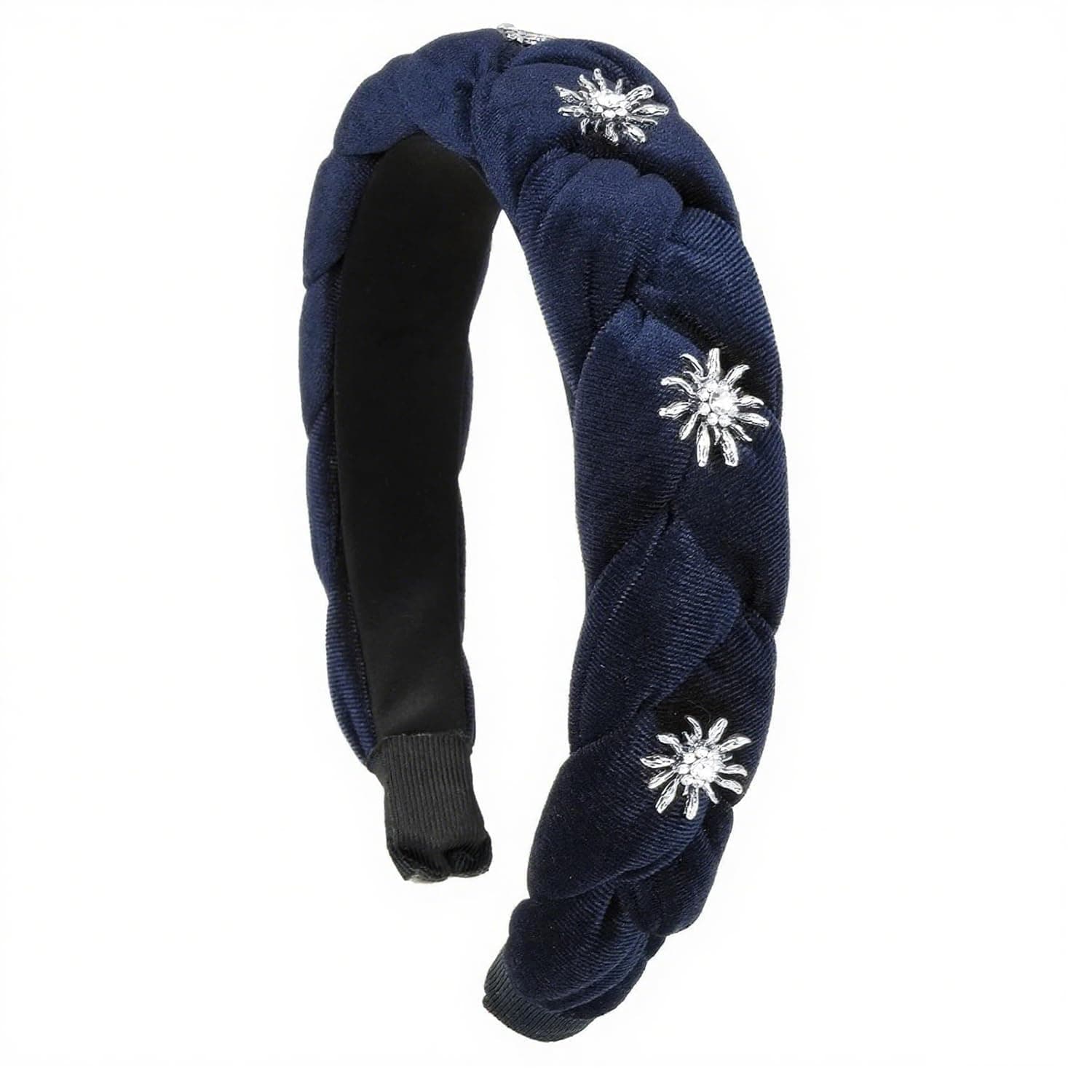 Haarschmuck Oktoberfest Damen Haarreif Blau, Haarschmuck Dunkelblau Geflochtenes Haarband Damen Haarschmuck Rutschfest, Strass-Edelweiß Trachten Accessoires Damen (blau) blau 1 stück (1er Pack)