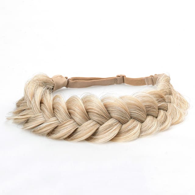 TOECWEGR Extensions Haarband Haarreifen Zopf Geflochten Classic Chunky Wide Plaited Wedding Fluffy Braids Wig Women Girl Beauty Accessory (Strandblond Highlights A012)