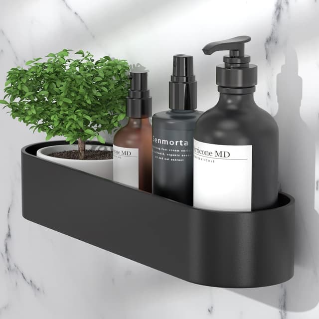 Qeekzeel Duschablage Ohne Bohren Duschregal Duschkorb Organizer Nagelfrei Selbstklebend Space Aluminum Kein Schaden Wandhängend Matte Finish Für Badezimmer Küche Schwarz Einzeln