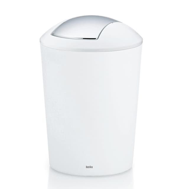kela Schwingdeckeleimer weiss, Kosmetikeimer 5l mit Schwingdeckel, Kunststoff, MARTA, Mülleimer Badezimmer weiß matt