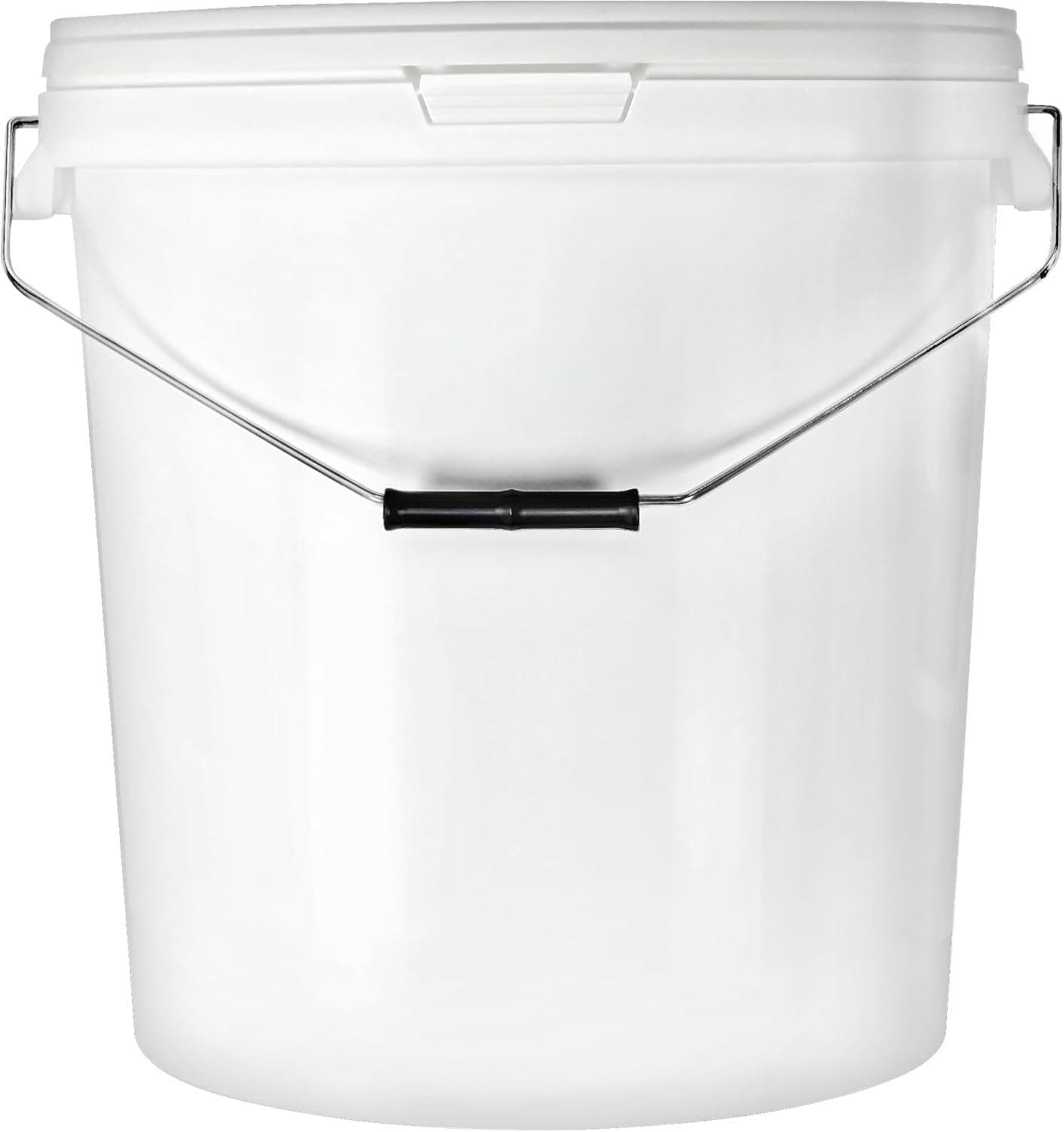 BenBow - Eimer mit Deckel 20l weiß 1x 20 Liter - lebensmittelecht stabil luftdicht auslaufsicher geruchsneutral - Aufbewahrungsbehälter aus Kunststoff - Metalgriff - Rissfester Griff, leer - zur Hause 20 Liter 1