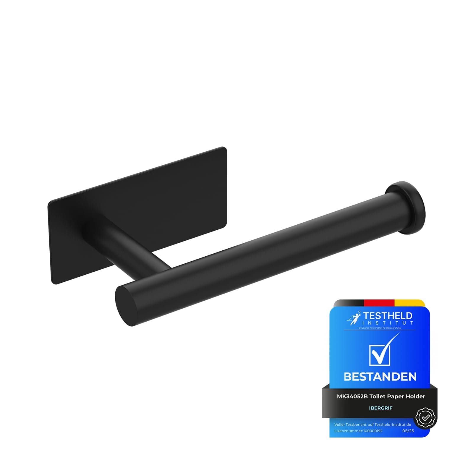 Ibergrif MK34052B - Selbstklebender Toilettenpapierhalter, klopapierhalter WC Ohne Bohren, Toilettenpapier Halterung, Edelstahl, Einheitsgröße, Schwarz Schwarz Einheitsgröße