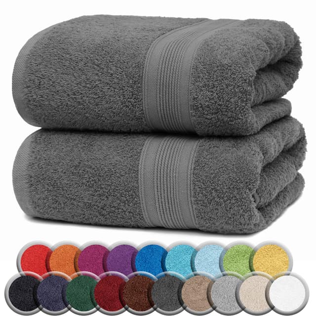NatureMark 2er Pack SAUNATÜCHER Premium Qualität 80x200cm SAUNATUCH Sauna-Handtuch 100% Baumwolle Farbe: Anthrazit Grau Anthrazit Grau 2er Pack - 80x200 cm