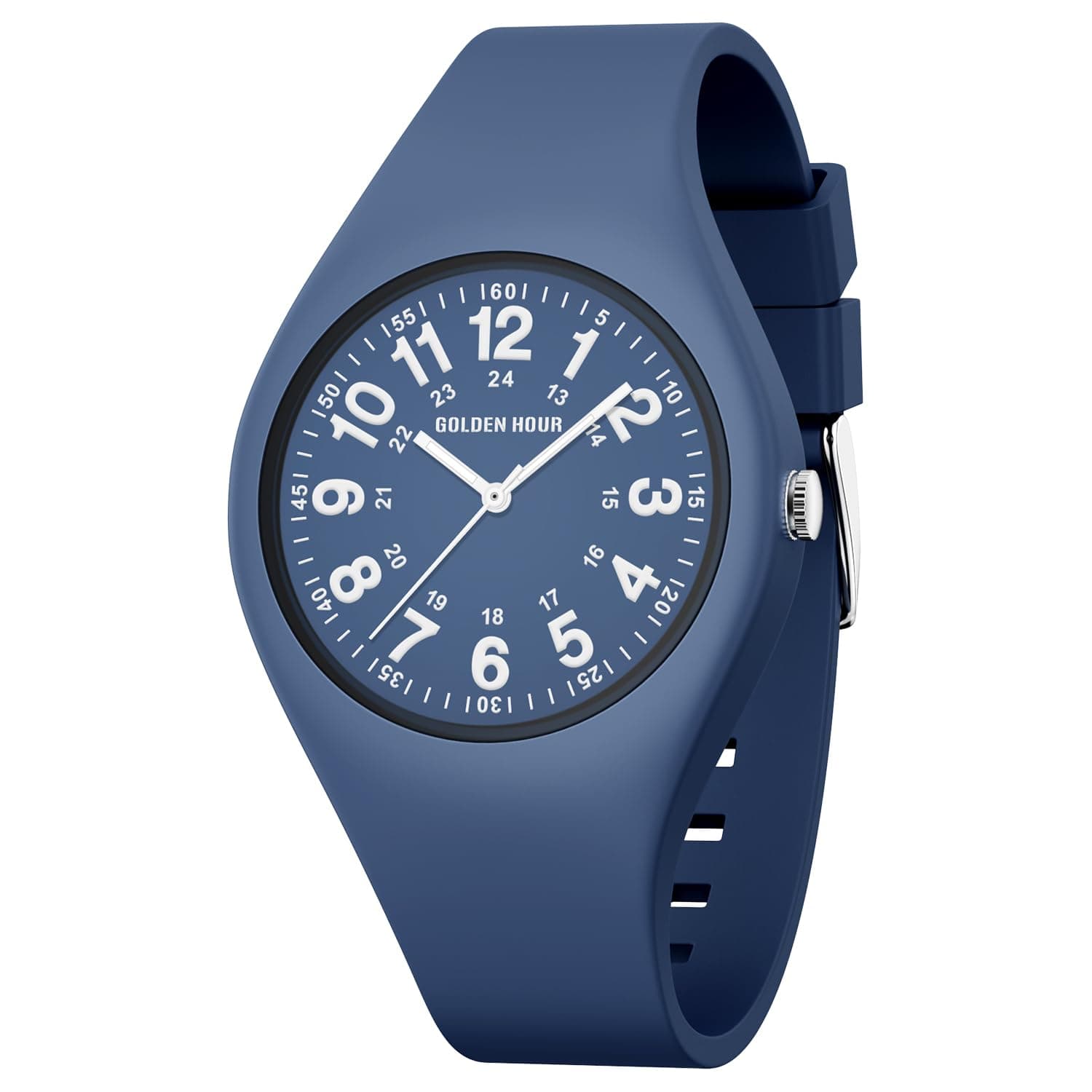 GOLDEN HOUR Armbanduhr Damen wasserdichte Digital Analoge, Unisex-Sportuhren für Uhr Damen Studenten Mädchen Jungs – leuchtende, Leicht Ablesbares Zifferblatt, Silikonarmband Krankenschwester Uhren Blau Blau