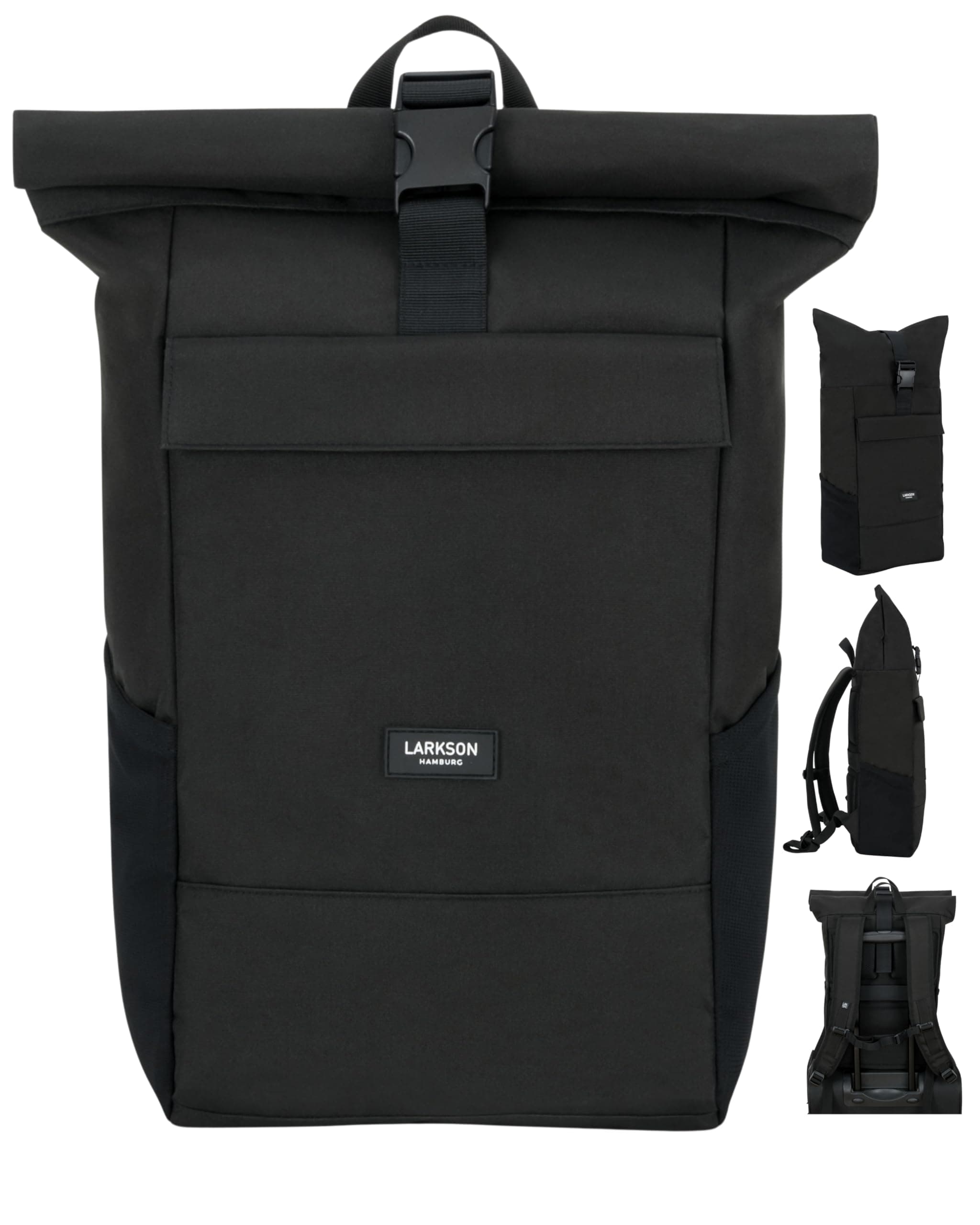 LARKSON Rucksack Damen & Herren - No 4 - Rolltop Backpack mit Laptopfach Uni, Arbeit & Fahrrad - Großer Reiserucksack - Wasserabweisend