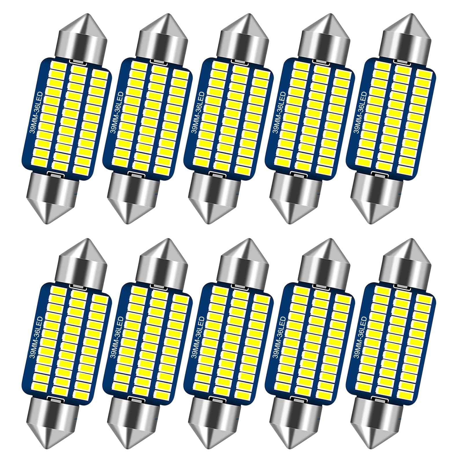 NEOVSUNY LED Innenbeleuchtung Auto, 10 Stück 39MM Auto Innen Beleuchtung, 12V Auto-LED-Glühbirne Innenraum, Canbus Fehlerfrei Innenraumbeleuchtung Birne, Auto LED-Lampe Ambientebeleuchtung, Weiß 39MM-10PC