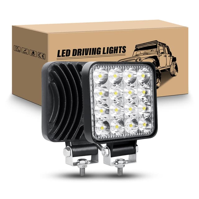 RIGIDON 2 Pcs LED Arbeitsscheinwerfer, 3.3 Zoll 48W Mini LED Scheinwerfer 12V 24V Rückfahrscheinwerfer Auto Offroad Beleuchtung für SUV ATV Traktor LKW 4x4, 6000K Weiß Nebelscheinwerfer 2Pcs 3.3" 48W Spot Work Light