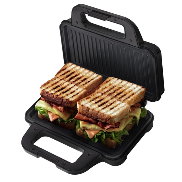 Camry - sandwichmaker und panini grill in einem - 2 in 1 - schwarz sandwichtoaster klein - sandwich- & paninitoaster - schnell toast grill - camping sandwich maker - breakfast maker - 74 cm Zuleitung
